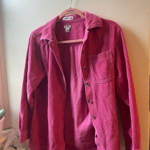 Hot pink bright LL Bean wide wale corduroy top size XS